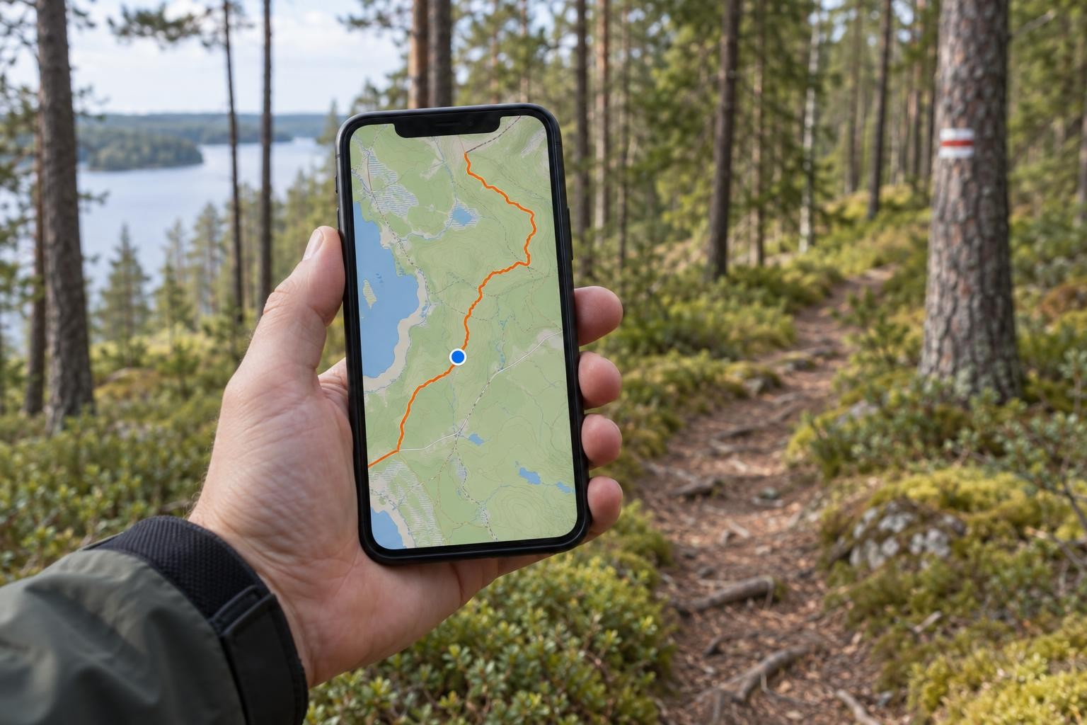 Von der Routenseite zum Telefon in drei Schritten: herunterladen, mit einer Karten-App öffnen, der Linie folgen.
