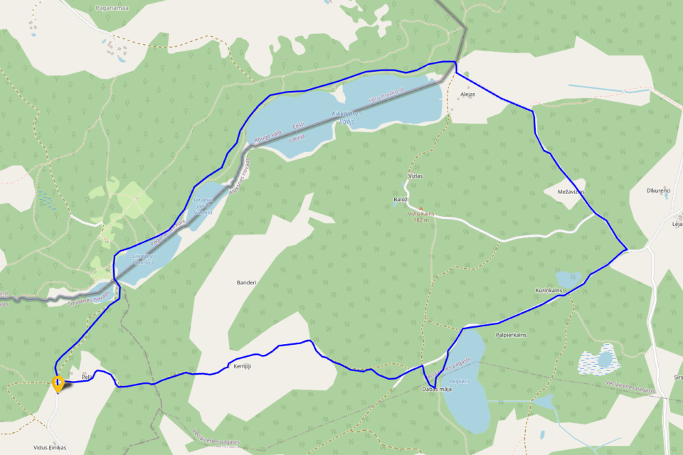 Peļļi Nature Path — route map with start and finish points