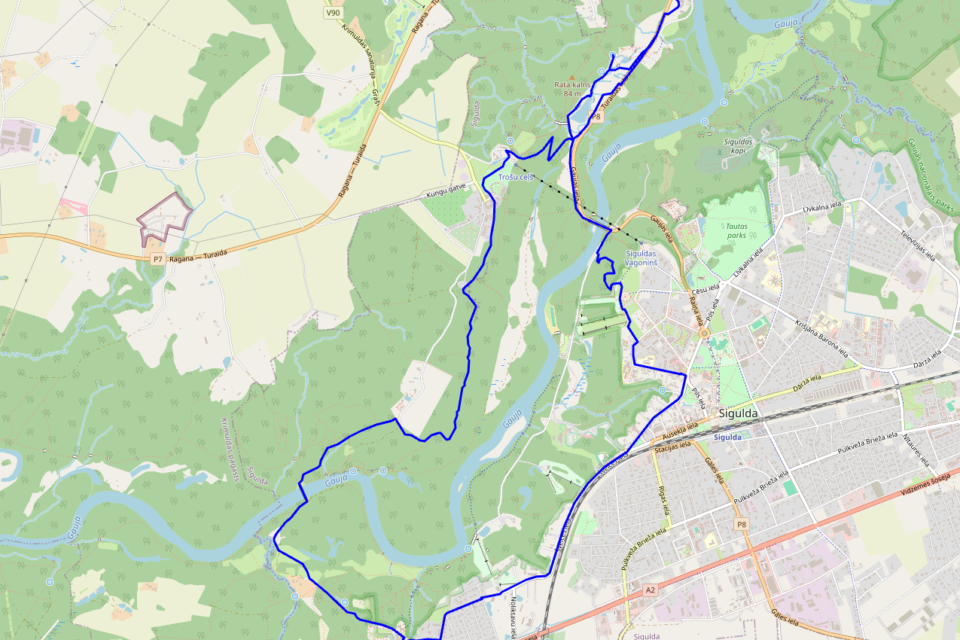 Sigulda Rad-Rundweg 15 km – Routenkarte mit Start- und Endpunkt