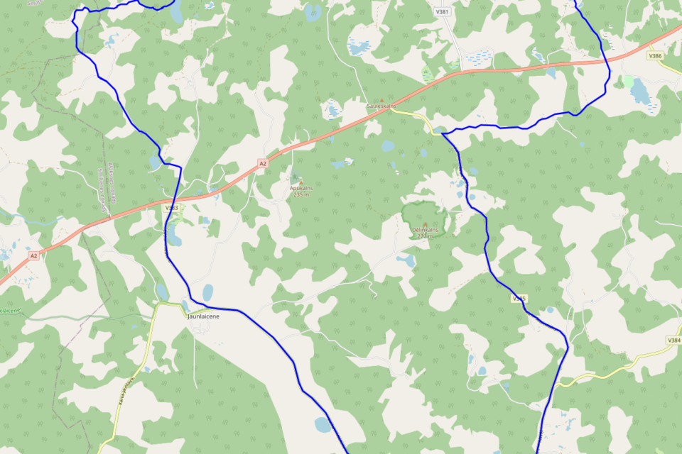 Itinéraire des plus robustes à Veclaicene — carte de l'itinéraire avec points de départ et d'arrivée