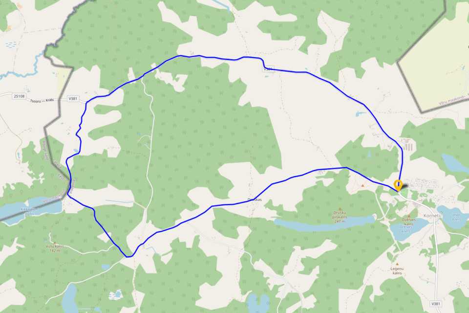 Drusku Route in Veclaicene — route map with start and finish points